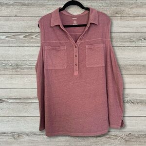 Sonoma Women’s Plus Sleeveless Button-Down Shirt – Size 4X